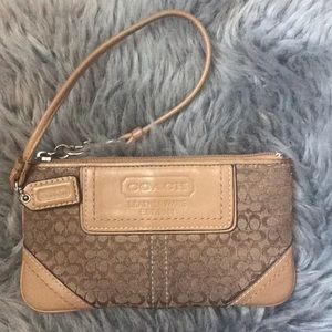 Tan coach wristlet